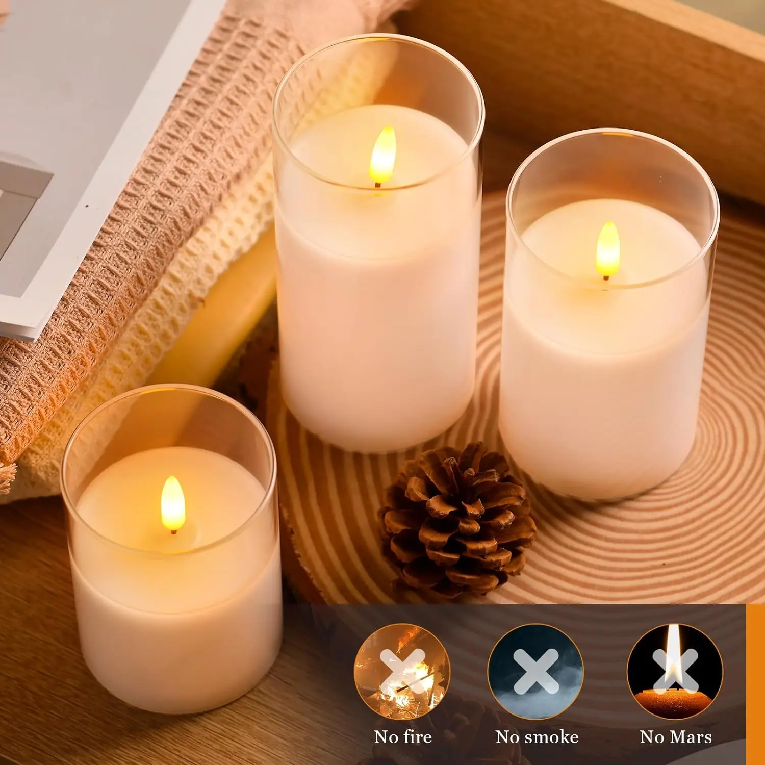 LED Lights for Home Electronic Candle LED Candle Decoration LED Glass Candle Full Set Remote Control Timer for Christmas Wedding