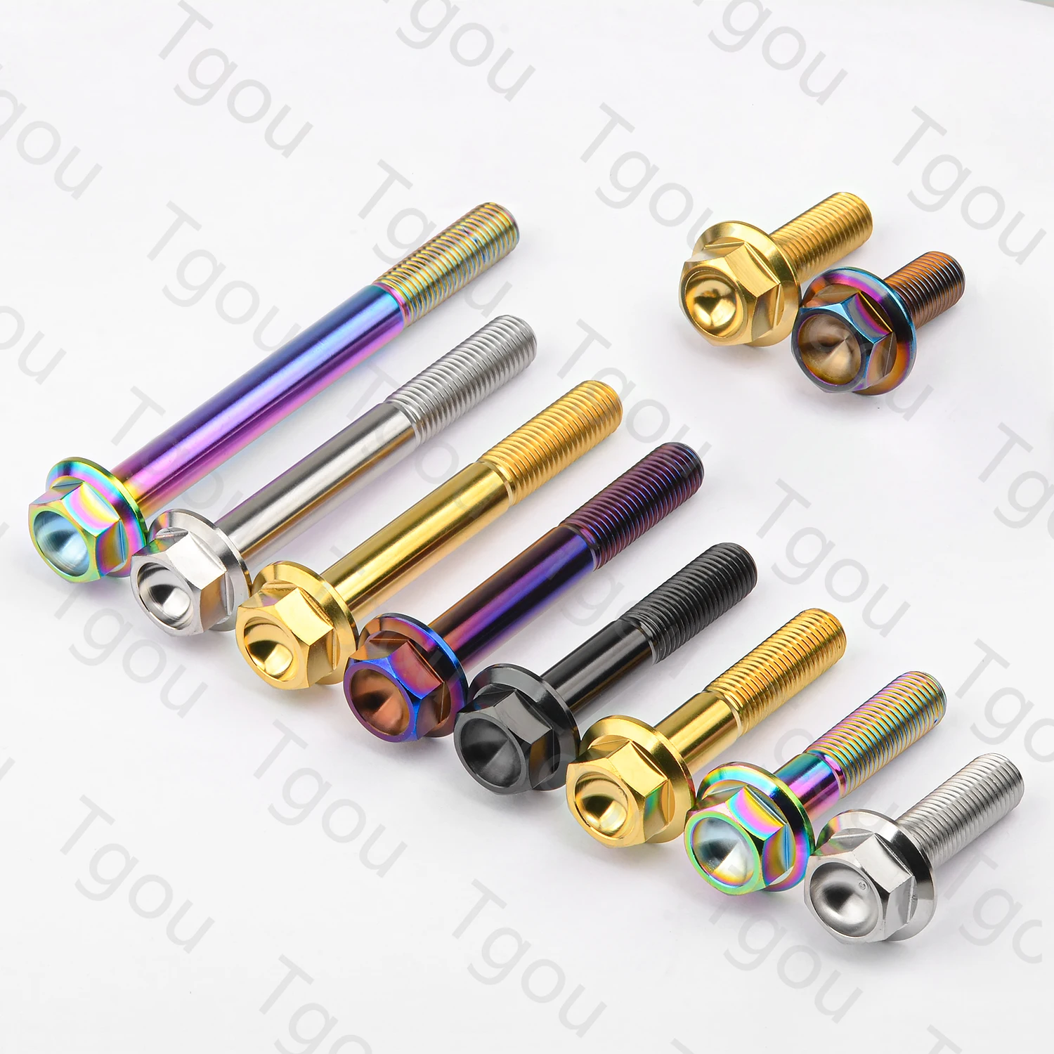 Tgou Titanium Bolt M10x20 25 30 35 40 45 55 60 65 70 75 80 100mm 1.25 Pitch Hexagon Flange Head Screws for Motorcycle Caliper 8p