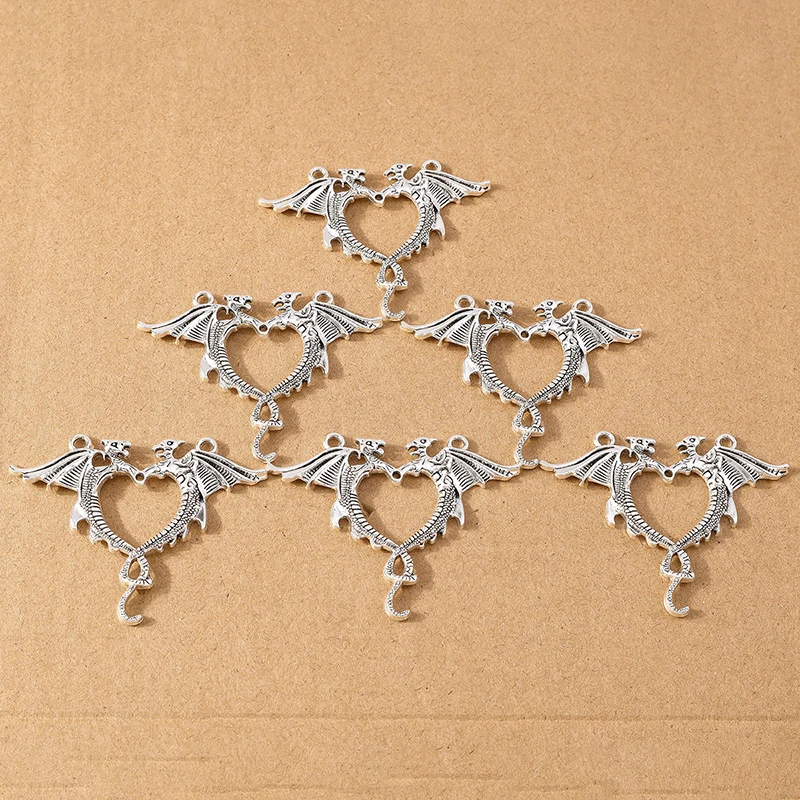 4pcs 62*50mm Retro Alloy Animal Dragon Pendants Charm for Jewelry Making Earrings Necklace DIY Accessories Supplies
