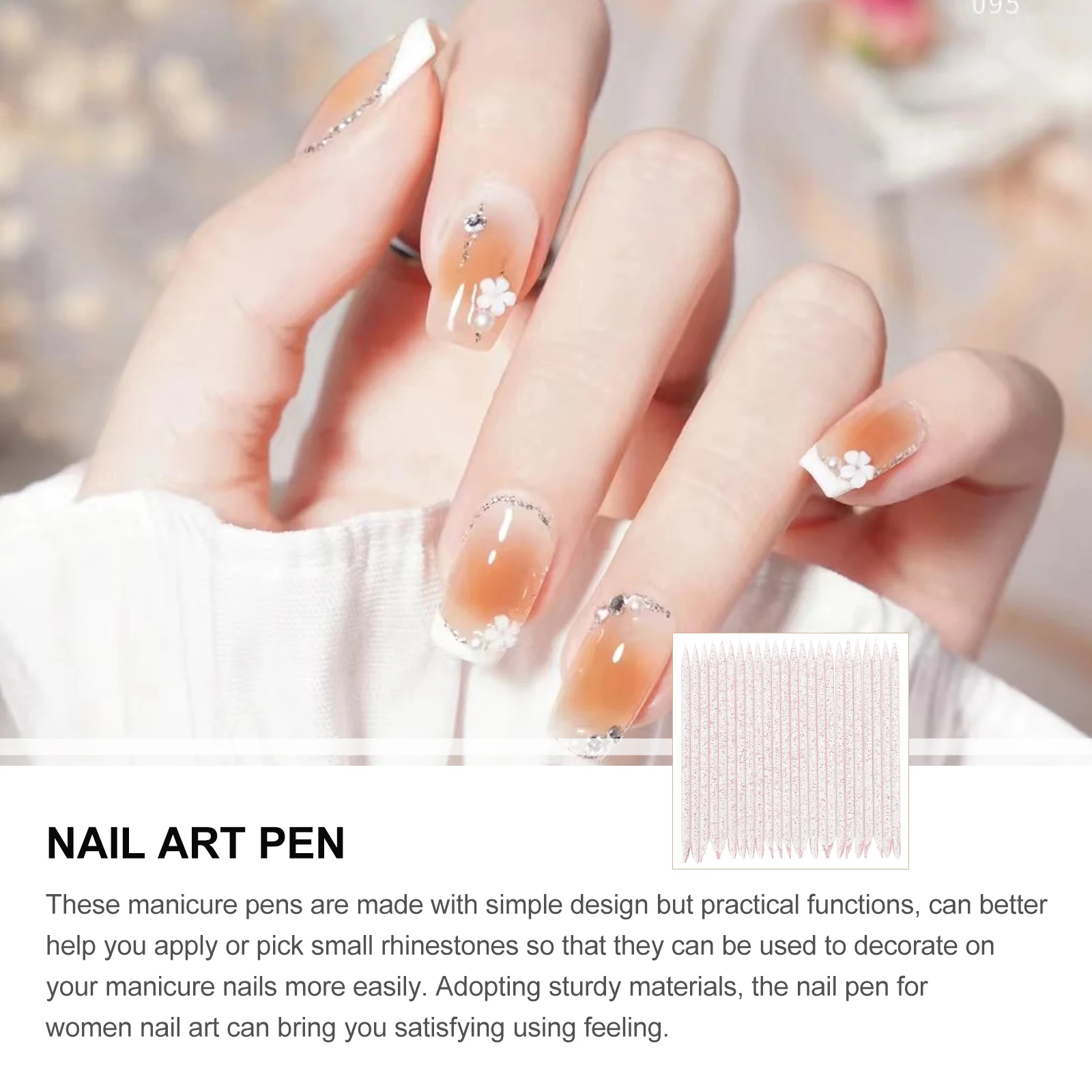 100 stuks nail art strass picker pen dubbelzijdig manicure tool voor plaatsing puntjes pen benodigdheden