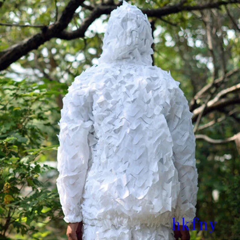 Men Women Hunting Ghillie Suit Outdoor Snow White Outdoor Clothes Bionic Camouflage Clothing Training Tactical Clothes