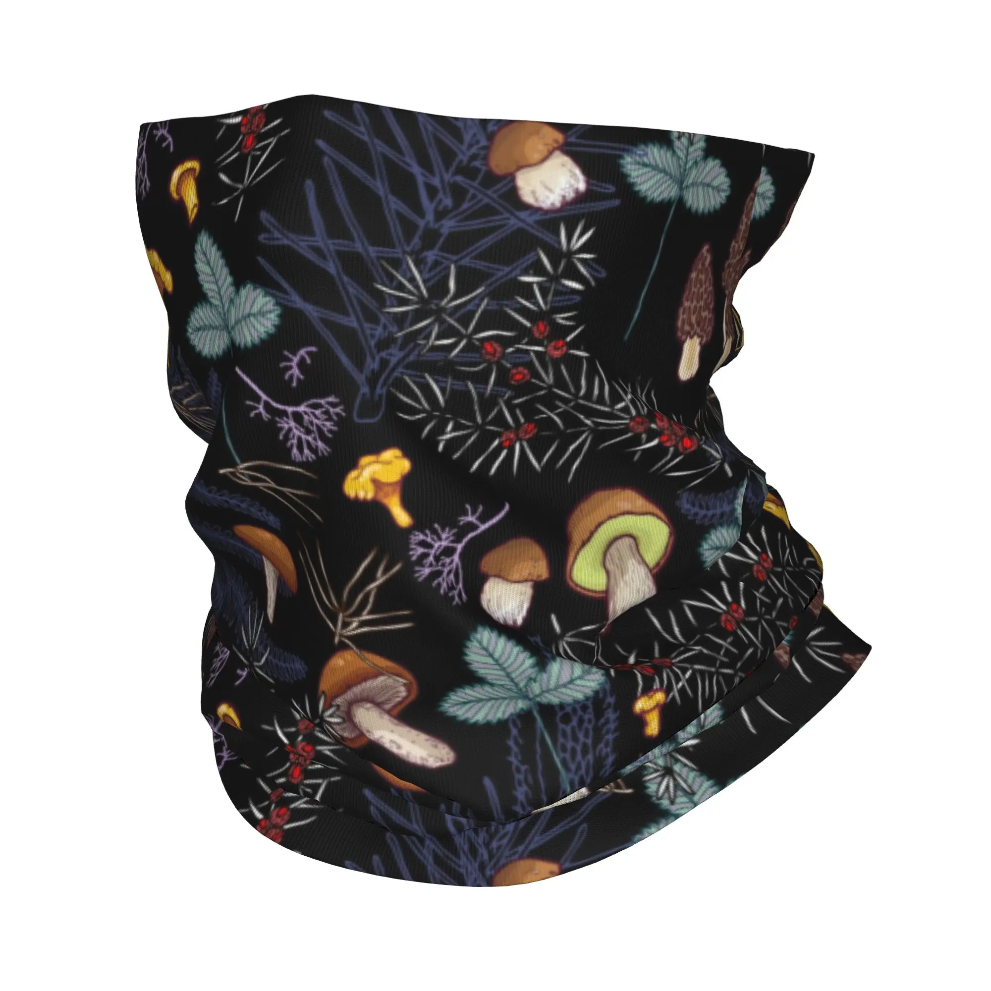 

Custom Wild Forest Mushrooms Bandana Winter Neck Warmer Women Windproof Wrap Face Scarf for Ski Magic Psychedelic Fungi Gaiter