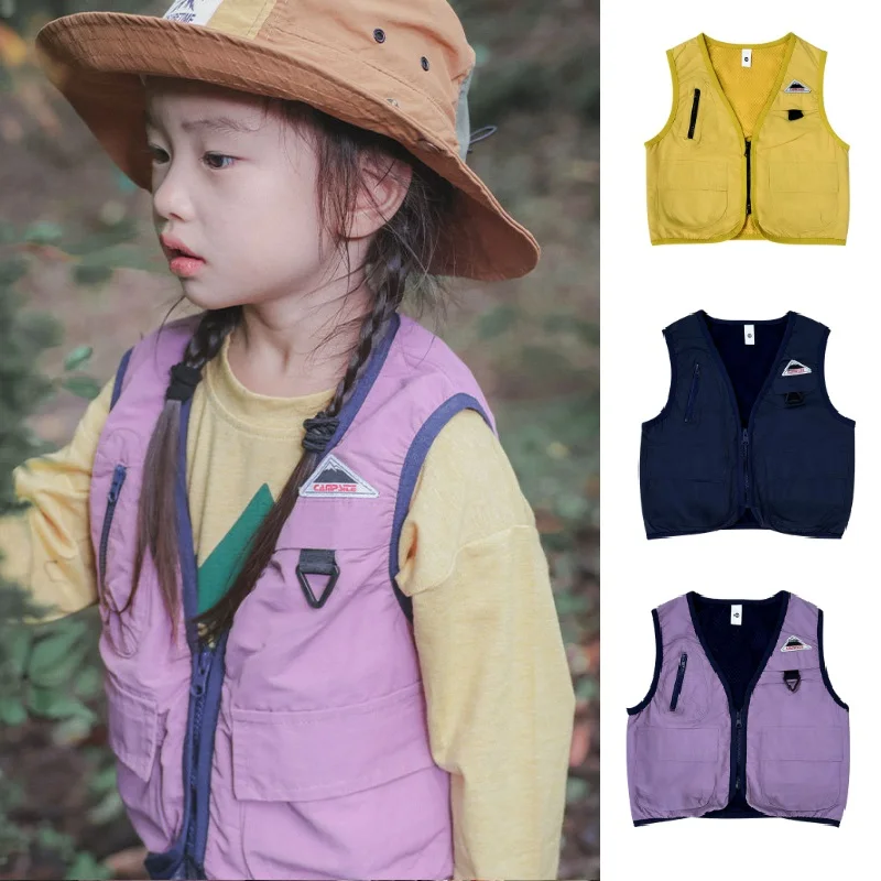 

Children's Vest 2025 Fall/Winter New Arrival Casual Fashion Boys' Girls' Outerwear Vest Pure Cotton V-Neck Thickened Warm Vest