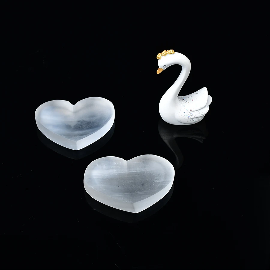 1PC Natural Selenite Plate Small Heart Shaped Carved Charging Plate For  Crystal Grid Fengshui Quartz Mineral DIY Gift