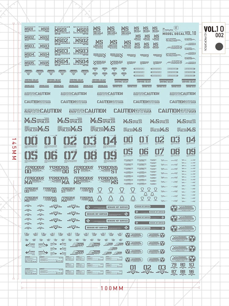 High Precision Water Sticker Hobby Mio VOL10(001-005) General Scale Model Fluorescent Color Water Transfer Sticker