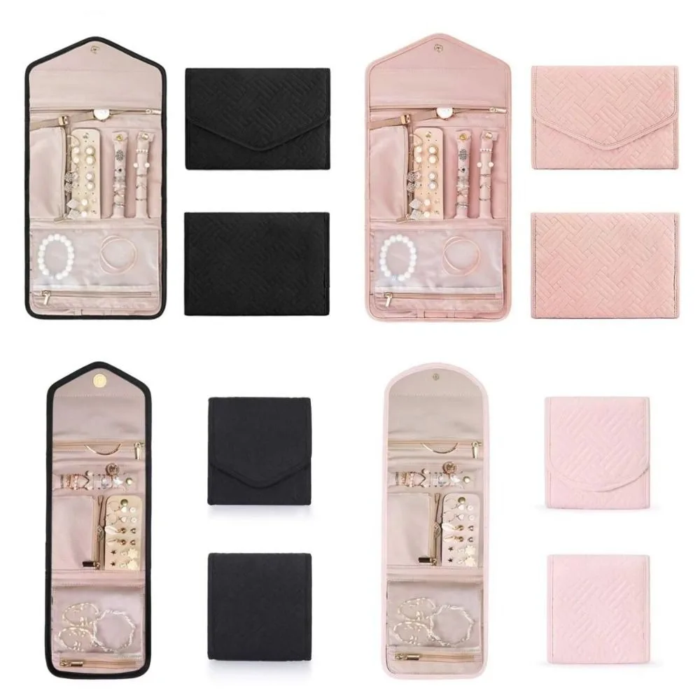 Foldable Portable Travel Jewelry Bag Necklace Earrings Jewelry Case Organizer Rings Packing Bag Journey Storage Bags Women Girls