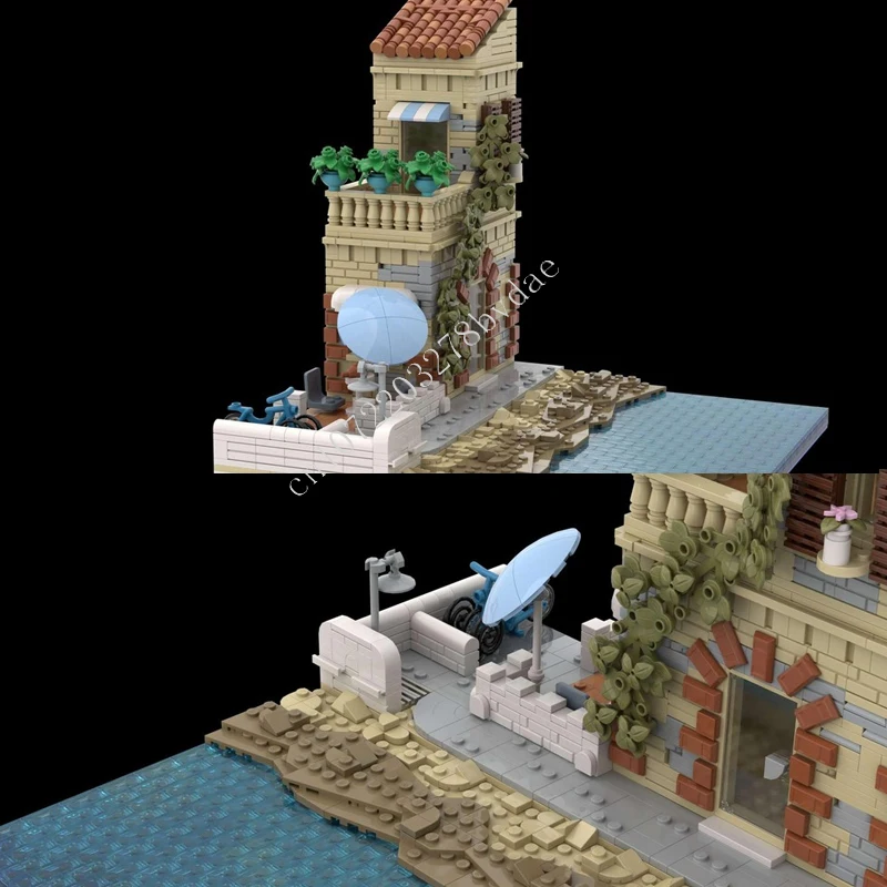 1623PCS Italian Beach Restaurant MOC streetview Puzzles Sets Architecture Assembly Christmas Birthday Toys Gifts for Kids Ages