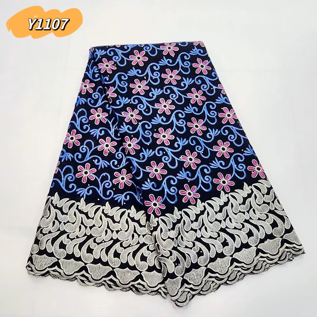 5 Yards neueste bedruckte Stoffe Steine Spitzens toff Tüll mit gesticktem Schweizer Voile Spitzens toff für Kleid