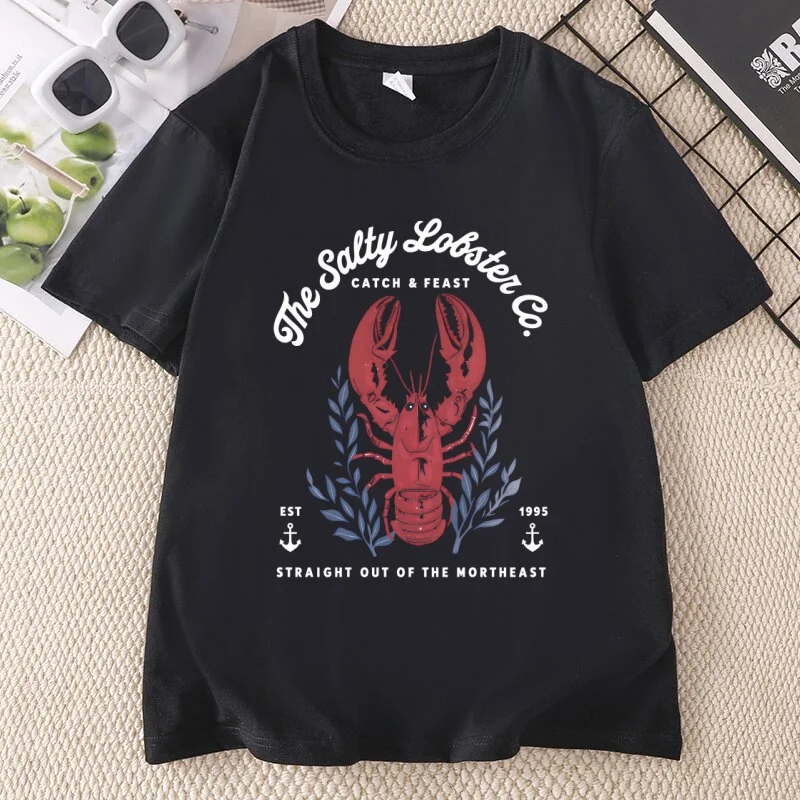 Beach Bum Funny Lobster Graphic Tee Coastal Maine Seafood Top Beach Vacation T-Shirt Men Women Causal Summer Short Sleeve