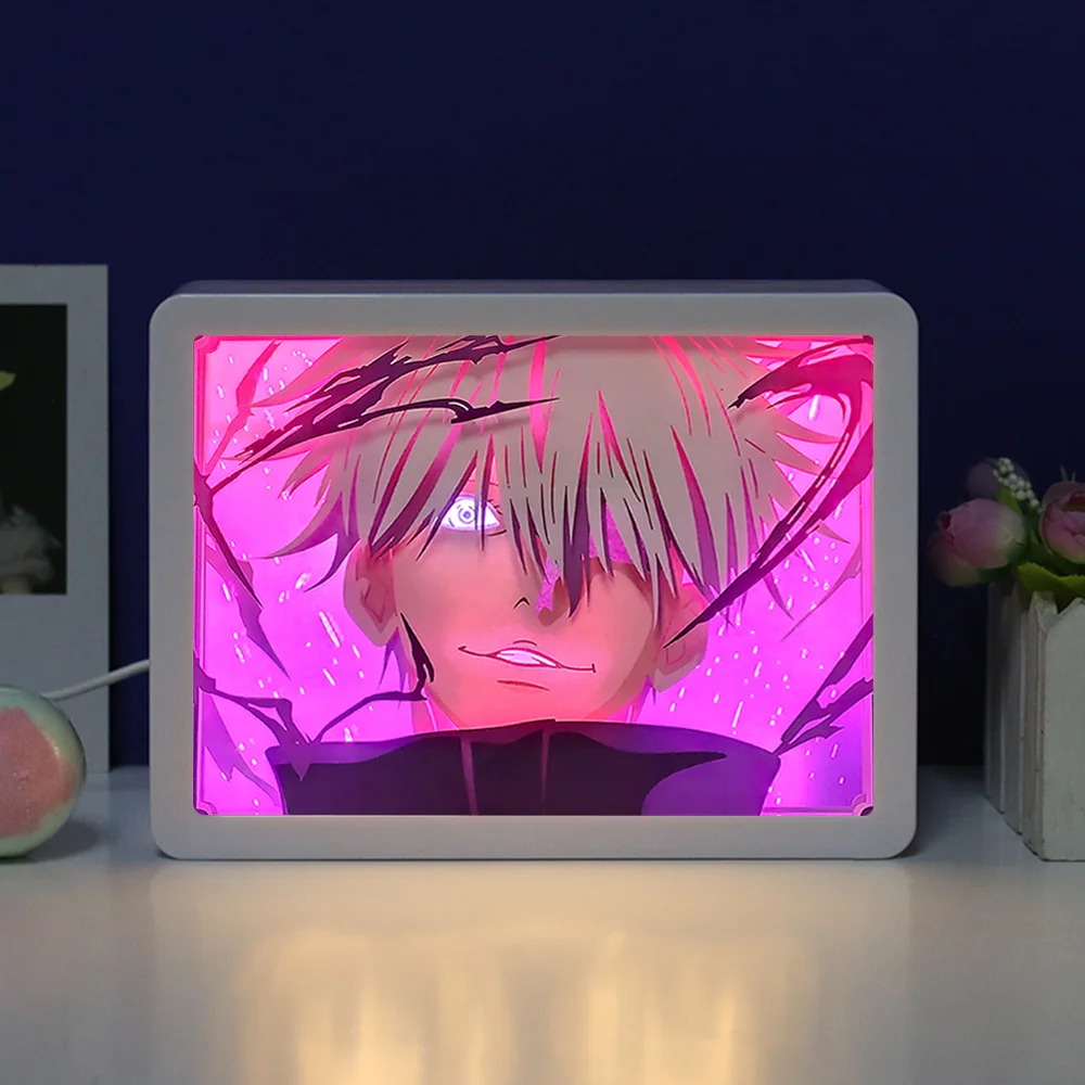 Imagem -03 - Anime Led Strip Lights Paper Cut Light Box Frame 3d Shadow Box Lâmpada de Mesa Usb Decoração do Quarto Kids Gift