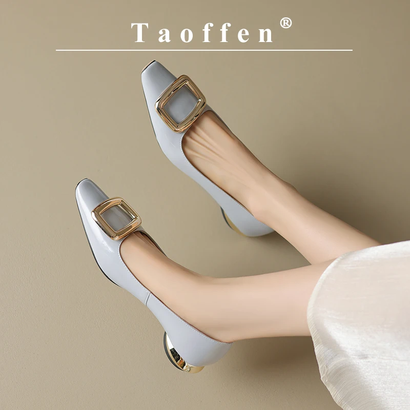 

Taoffen Casual Flat Shoes Metal Decoration Square Toe Shoes Comfortable Slip On Footwear Office Lady Commuting Women's Flats