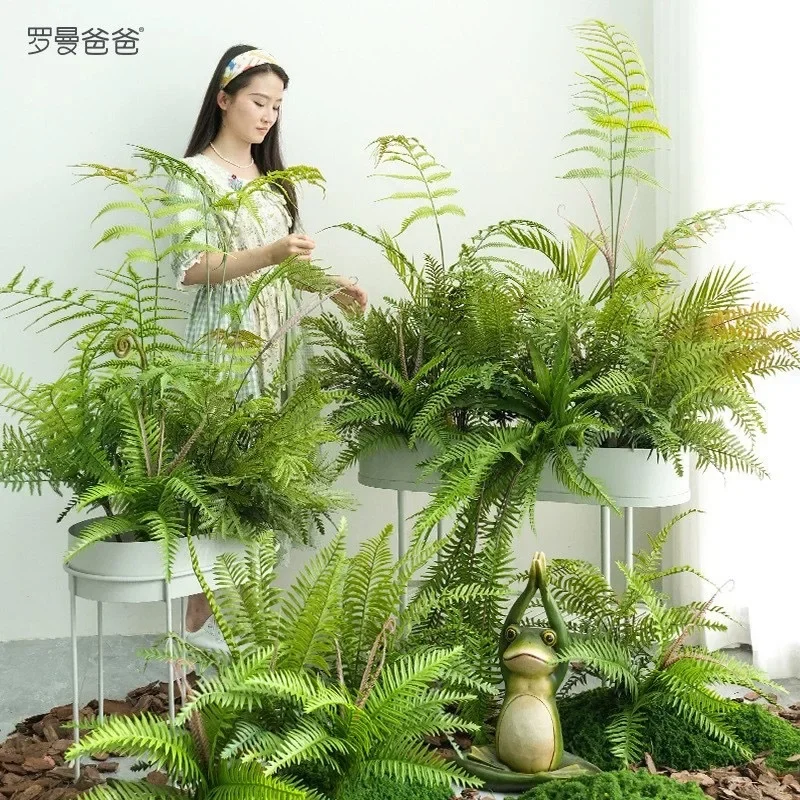 Natural Simulation Fern Persian Grass Bundle Small Fern Leaves Rich Luck Leaves Fake Green Plants Rubber Simulation Plants Wall