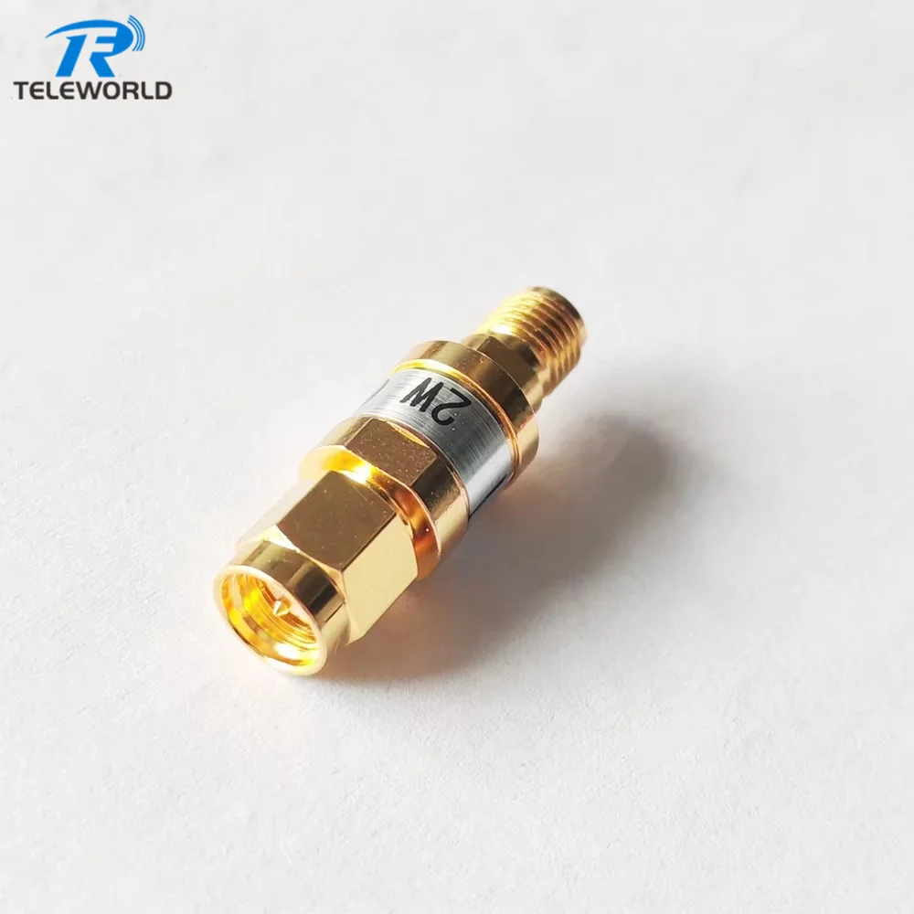 6G 8G 18G gold 2W SMA Fixed Attenuator 6GHz 8GHz 18GHz 1dB 2dB 3dB 4dB 5dB 6dB 7dB 8dB 9dB 10dB 15dB 20dB 30dB