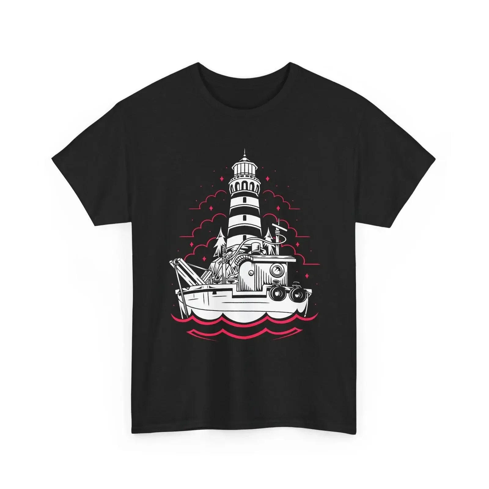 Boat Lighthouse T shirt Dredge Video Games Indie Game Fishing vintage Washed Stylish Comfortable Unisex designer clothes homme
