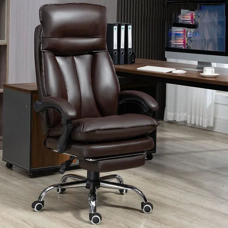 Executive Office Chair Leather Fix Swivel Massage Chair Design Headrest Handle Cadeira Para Computador Decoration Accessories