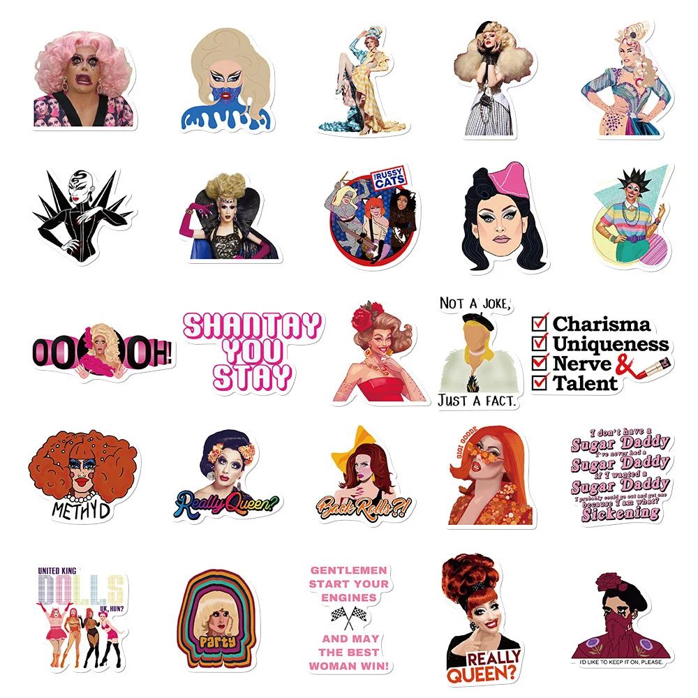 Pegatinas de la serie de TV RuPauls Drag Race, calcomanías de dibujos animados divertidos, grafiti, álbum de recortes para teléfono, papelería, decoraciones, 10/30/50/100 piezas