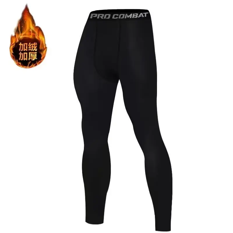 New Men's Pro Basketball Football Running Sports Fitness Training Leggings High Stretch Bottoming Autumn Winter Fleece Trousers