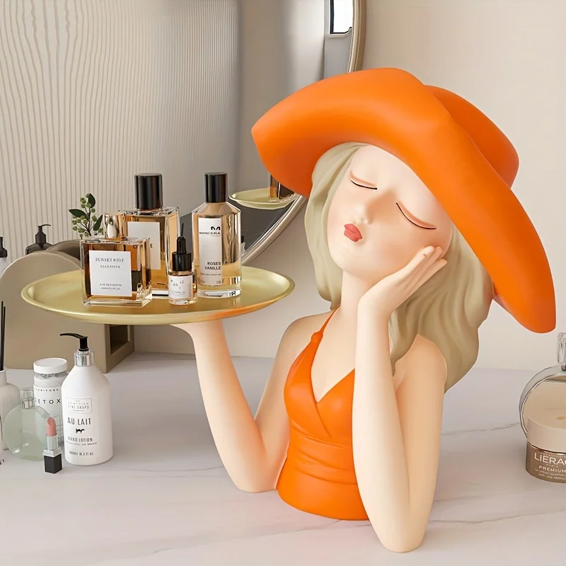 

Украшение для хранения входа, милый держатель для ключей из смолы, ящик для хранения скульптур, модные скульптуры для девочек, декор для крыльца, поднос для спальни