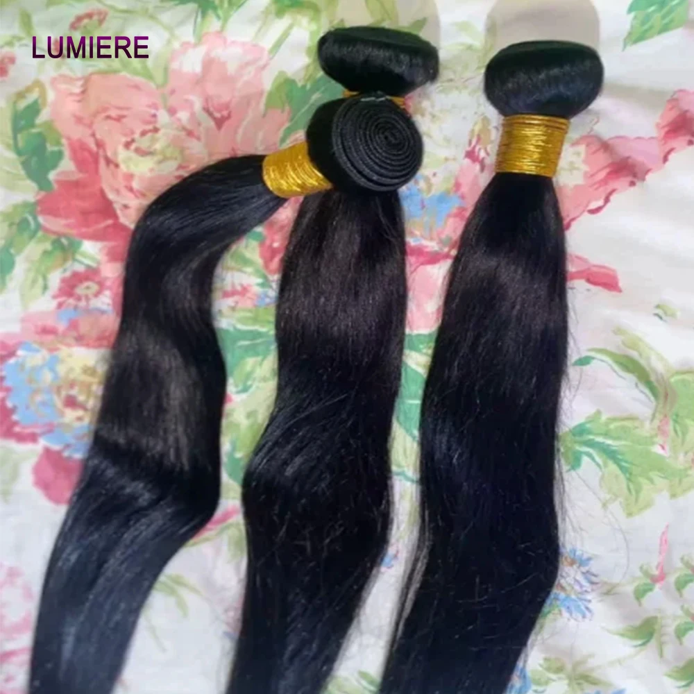 18A Bone Straight Hair Brazilian 30 40inch Real Raw Virgin Human Hair Weave Bundles Deal Hair Extensions Double Weft Wholesale