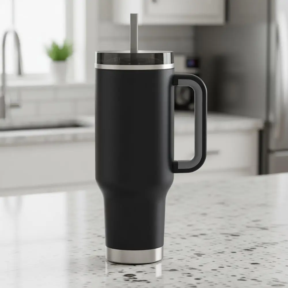 

40 Ounce Insulated Tumbler with Lid and Straw, Leak-Resistant Slide Lock