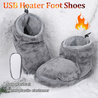 USB Heater Foot Shoes for Men Women Winter Warm Feet Heated Shoes  Warm Electric Slippers Washable Comfortable Snow Boots Plush