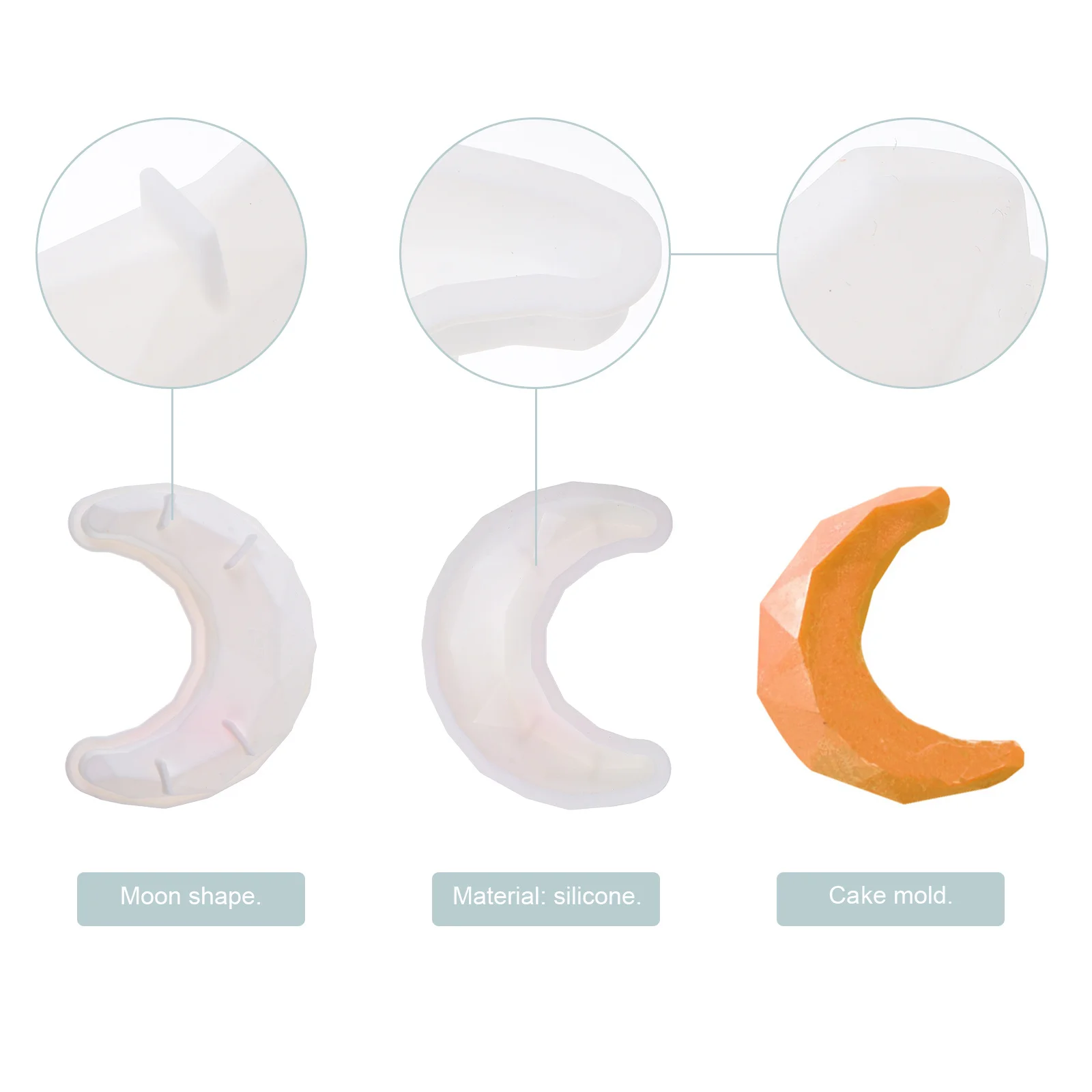 

1Pcs Silicone Moon Cake Mold Diamond Design Reusable Non-Stick Baking Pan for Desserts Mousse DIY Treats White Cake Mold