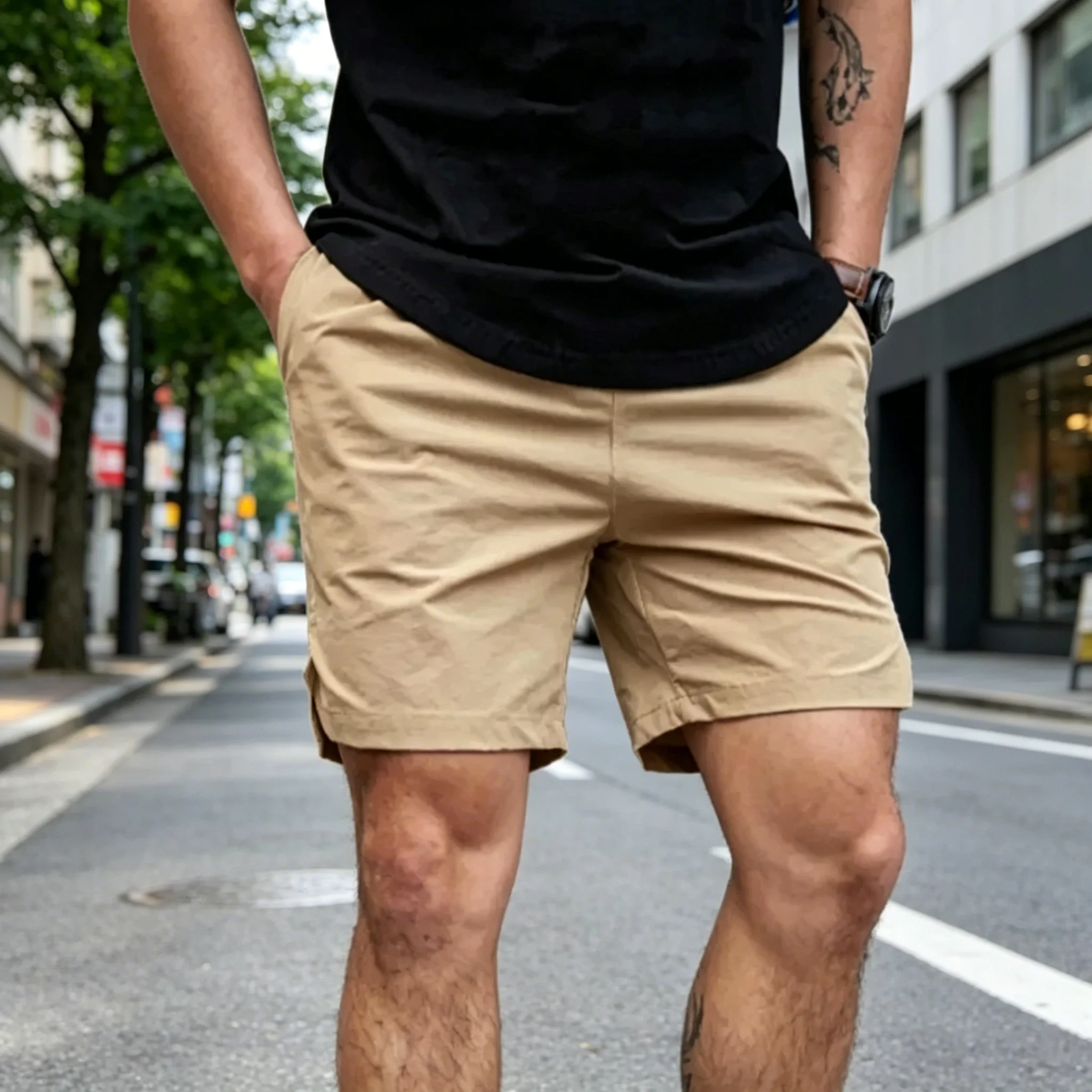 Trendige Herren-Sommershorts mit elastischem Kordelzug, zwei Einstecktaschen, atmungsaktiv, leicht, für Strand, Schwimmen, Outdoor, Alltag, Freizeit, Größe M-3XL – Detail 3