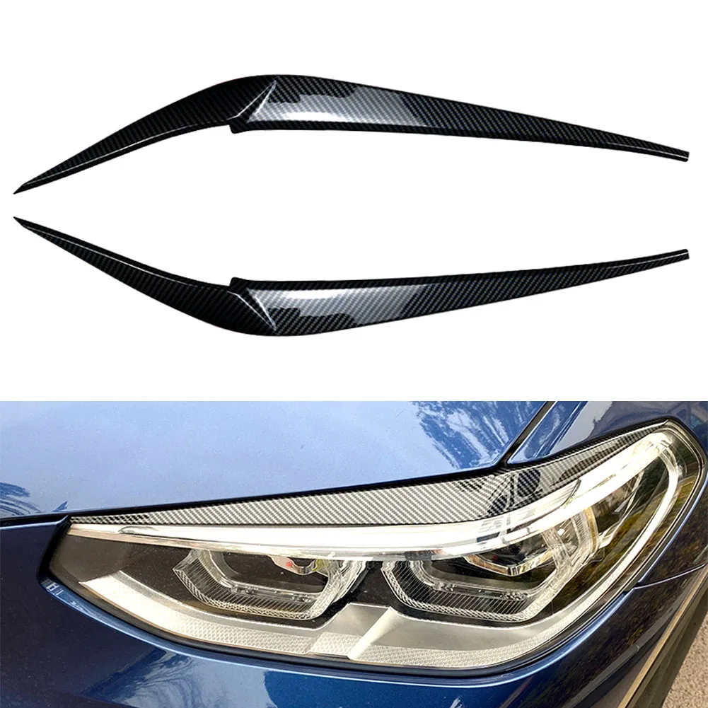 2Pcs/Pair Car Headlight Eyebrow Eyelid Cover Decoration Trim For BMW X3 X4 G01 G02 2018 2019 2020 2021 ABS Plastic