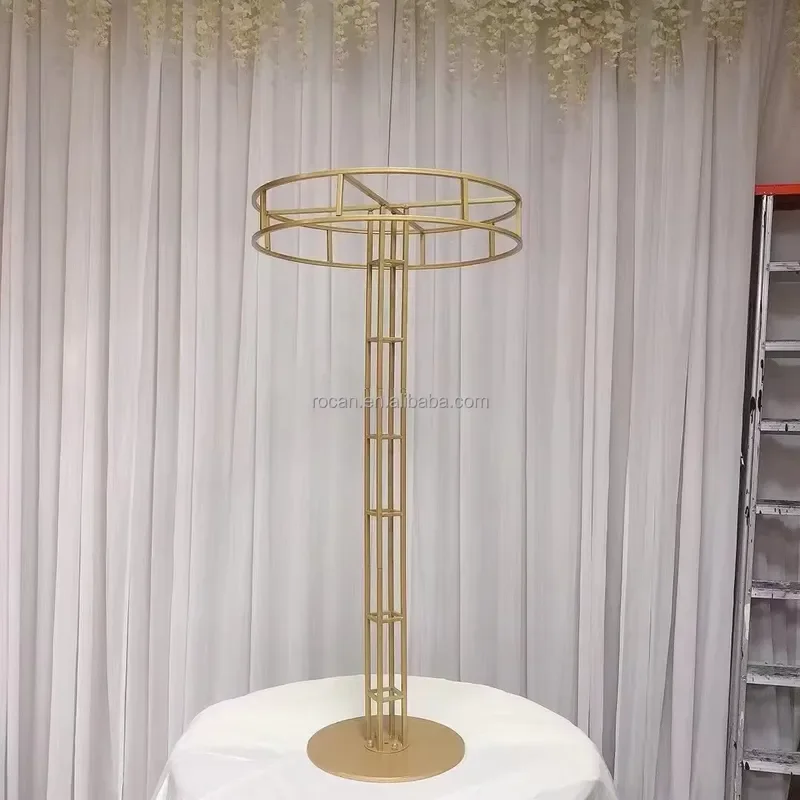 120cm Tall Gold Metal Round Flower Stand Removable Wedding Decoration Floor Plant Holder Elegant Party Ornament Display Rack