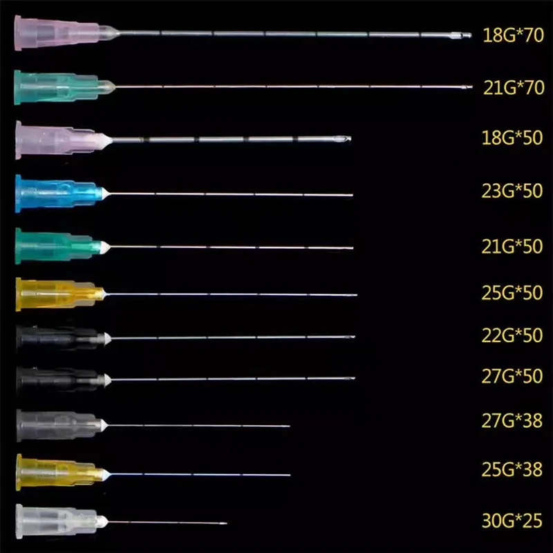 Ago monouso per cannula con punta smussata per iniezione di riempimento 18G 21G 22G 23G 25G 27G 30G Naso di riempimento facciale con acido urico, 2