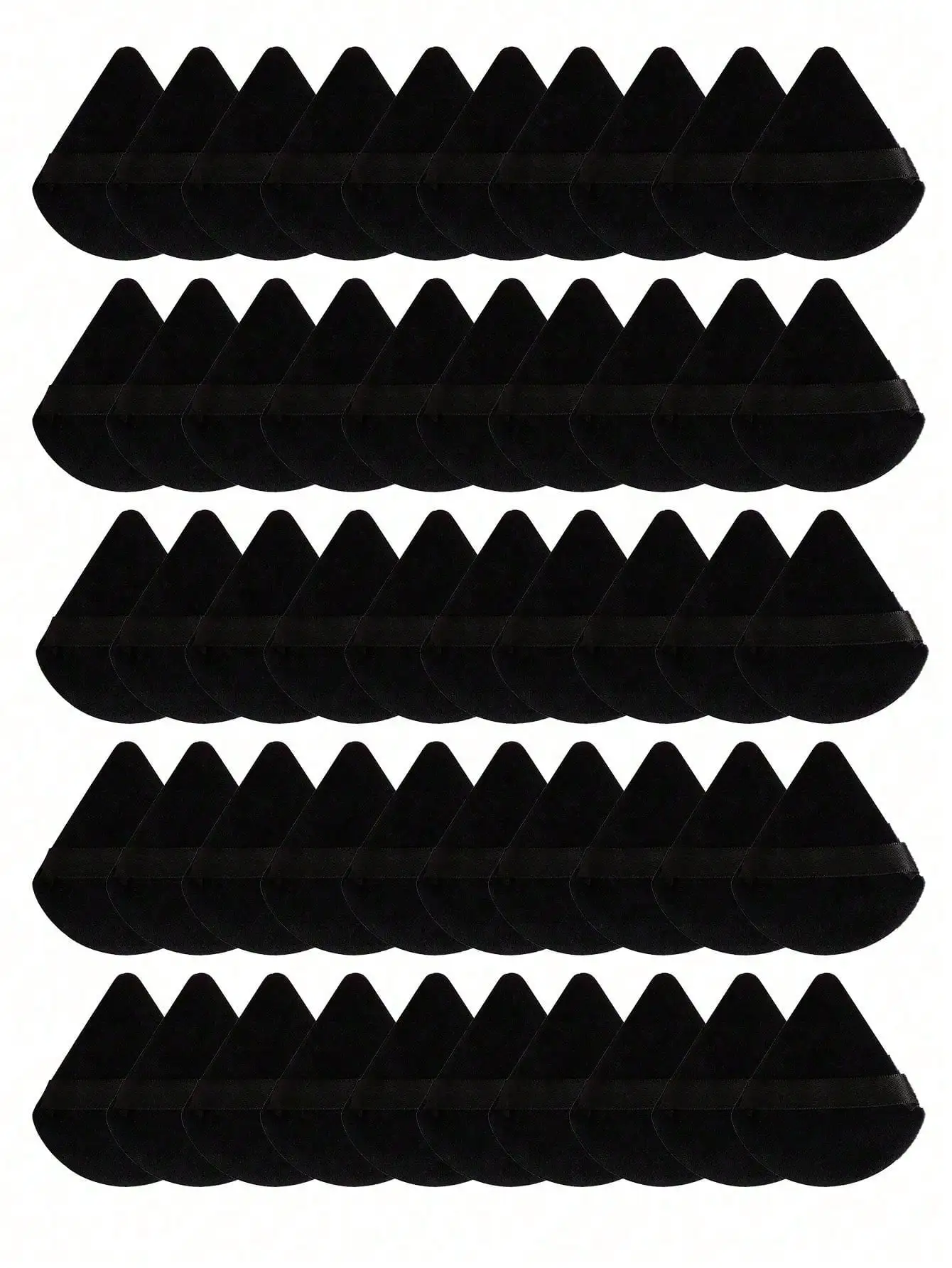 Puffs triangulares de veludo 50/40/30/20/10/5, puffs reutilizáveis, puffs para maquiagem facial e dos olhos, ferramentas de maquiagem para base e pó.