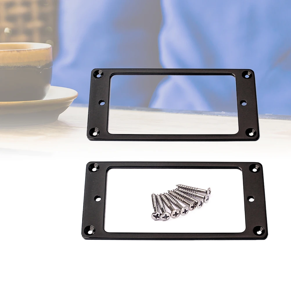 

2pcs Dual Humbucker Pickup Rings 92X46Mm Metal Mounting Frames Flat Base For Guitar Black Guitar Pickup Accessories Instrument