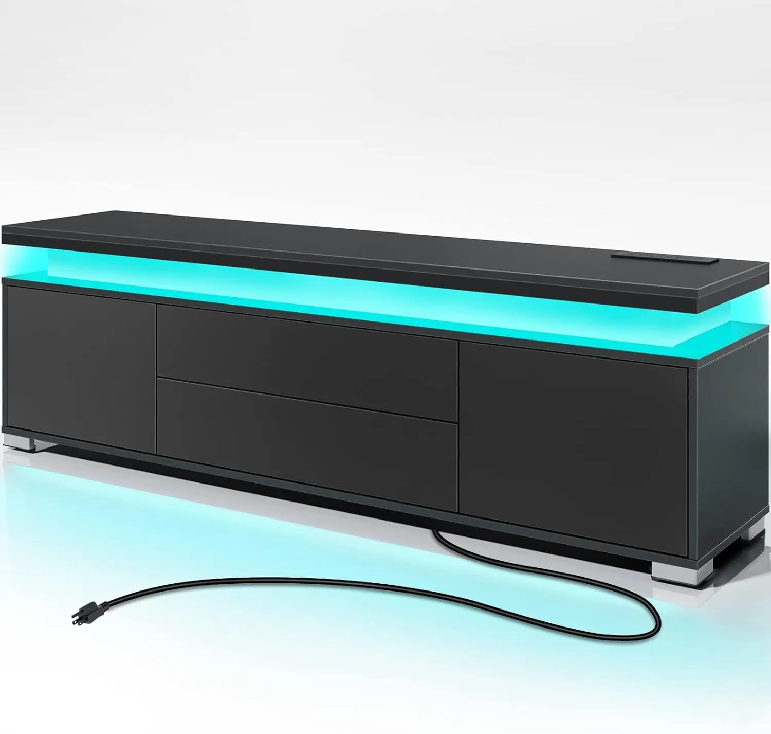 

TV Stand with Power Outlet & LED Lights, Modern Center for 32/43/50/55/65 Inchs TVs,TV Table Universal Gaming LED TV Media Stand
