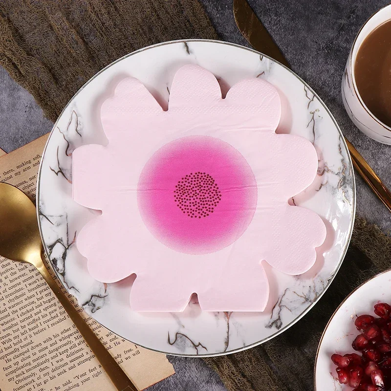 Shaped Colorful Daisy Paper Napkin Cut Edge Irregular Printing Napkin Personalized Paper Napkin Placemat 20pc Napkins Decoupage