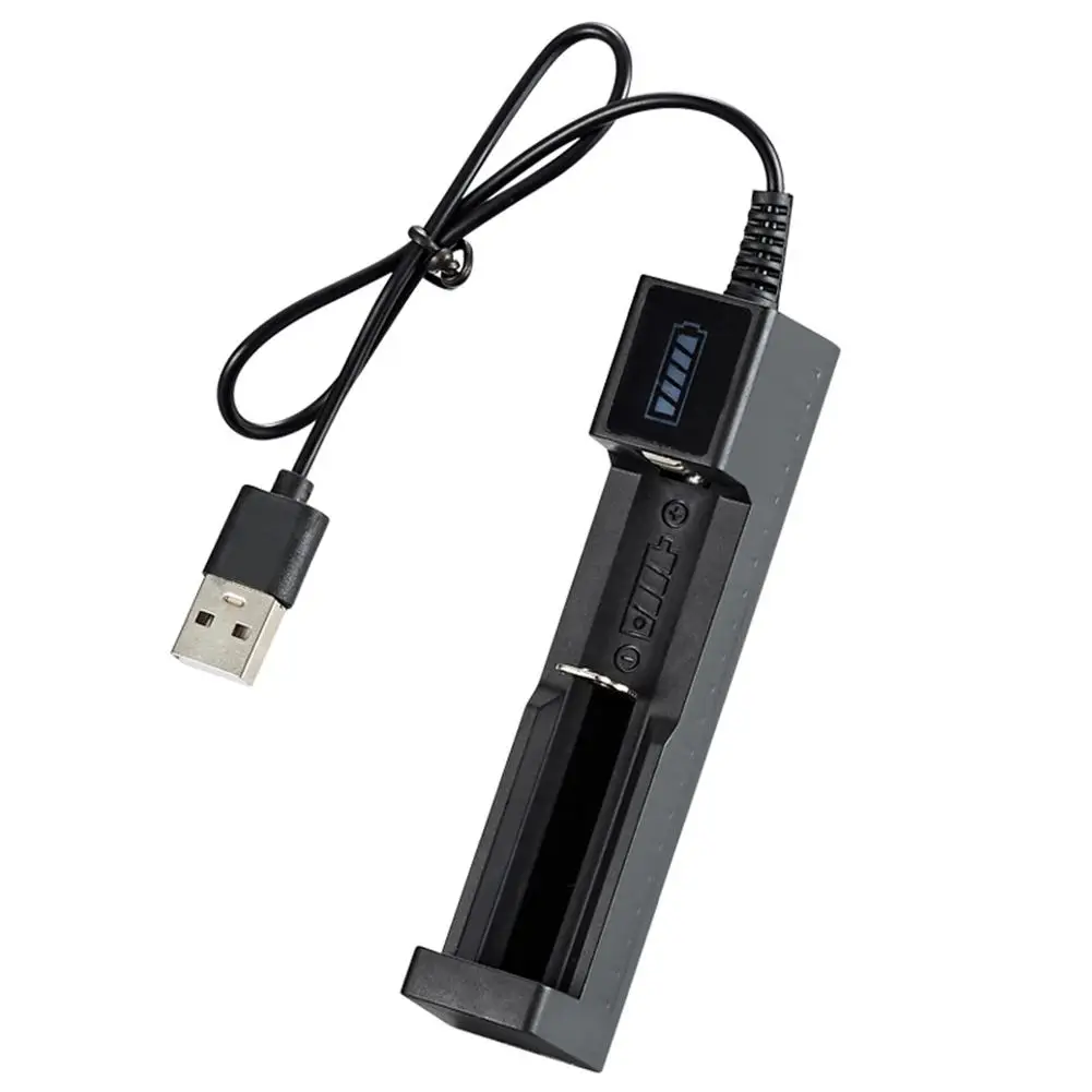 Usb Smart Single Slot Charger 18650 Lithium Charger Small Fan Flashlight Battery Charging Adapter With Indicator Light