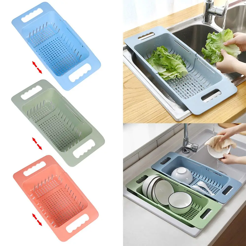 

Storage Basket Strainer Vegetable Fruit Organizer Sink Drain Rack Drying Racks Retractable Adjustable Drain Basket