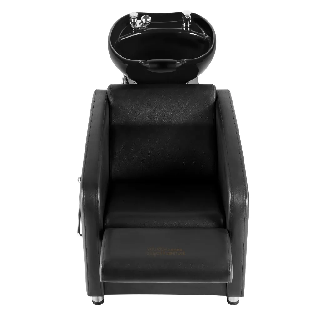 Black Hair Salon Ceramic Basin Salon Installation Modern Shampoo Chair Head Spa Shampoo Chair Hair Salon