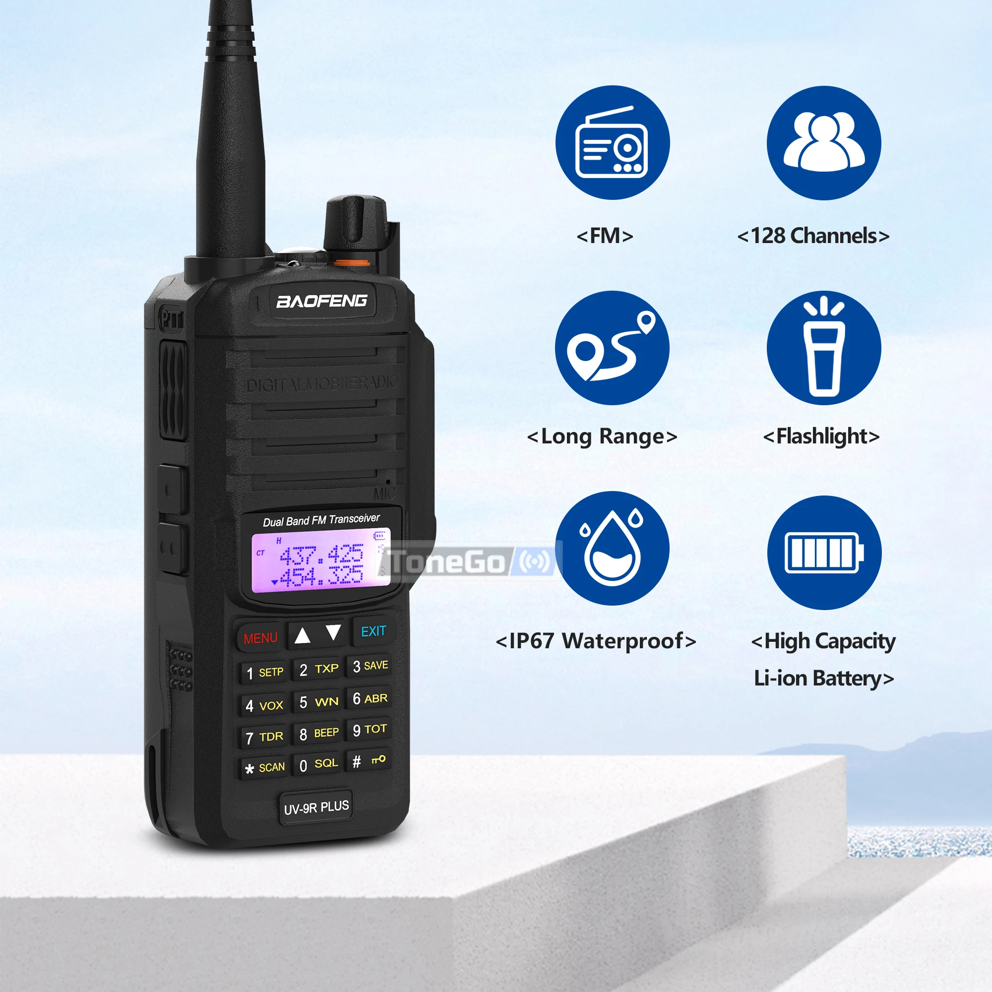 Baofeng UV-9R プラストランシーバー IP67 防水 Type-C 充電器 VOX デュアルバンド高容量アマチュア無線トランシーバー狩猟用