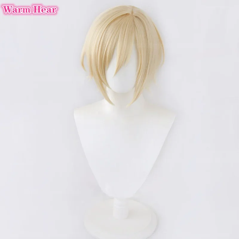 Anime tenshouin eichi peruca cosplay es tenshouin eichi peruca leite dourado resistente ao calor perucas de cabelo sintético + touca peruca
