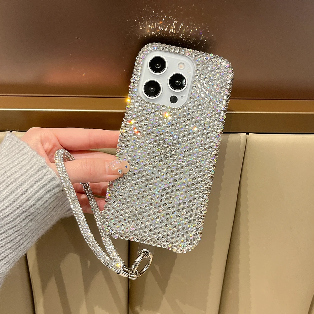 Niedliche Glitzer-Bling-Diamant-Kristall-Handyhüllen für iPhone 16 15 14 13 12 17 18 Pro Max 16 Plus 11 Air Stoßfeste Rückseiten-Abdeckung – Detail 9