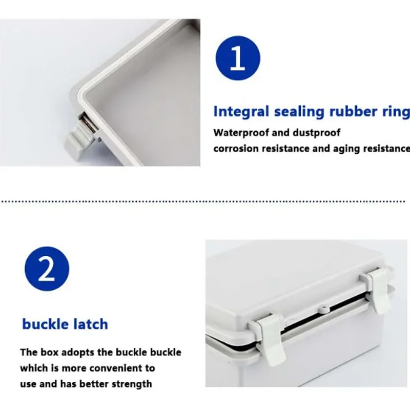 Outdoor IP66 Waterproof ABS Electrical Power Junction Distribution Box Transparent/Gray Cover for Cable Management