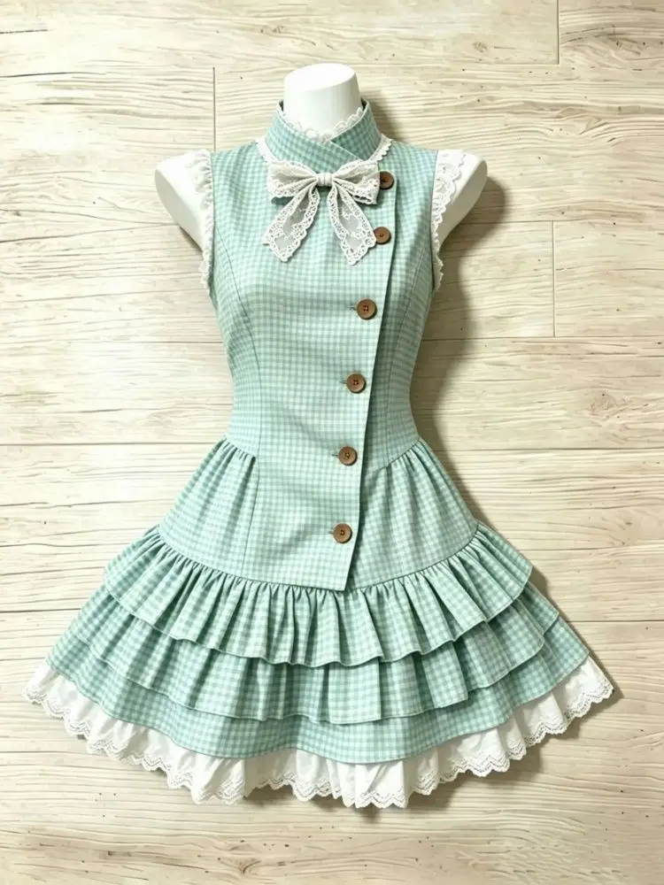Himekaji Dresses Vintage Y2k 2Piece Set Slim Plaid Streetwear 90s Short Skirt Woman Clothes Basics Sexy Dress Elegant Gyaru Emo