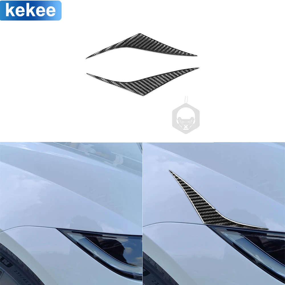 

For Tesla Model 3 Accessories Interior Cover Stickers 2023+ Lamp Eyebrow Car Real Carbon Fiber Auto Trim