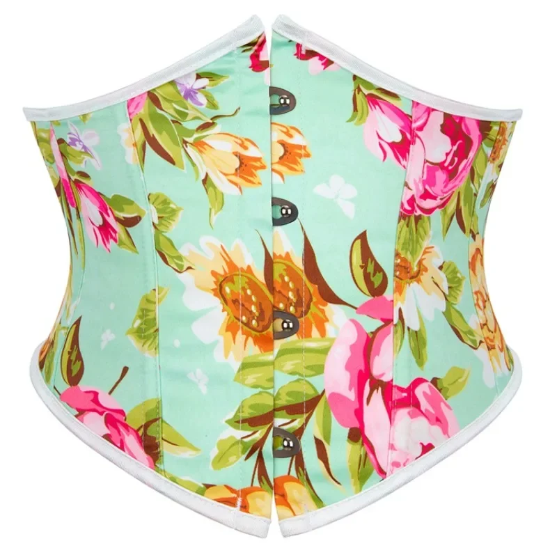 

Waist Trainer Corset Underbust Bustier Top Lace-Up Plastic Bones Short Torso Corselet Body Shaper Belt