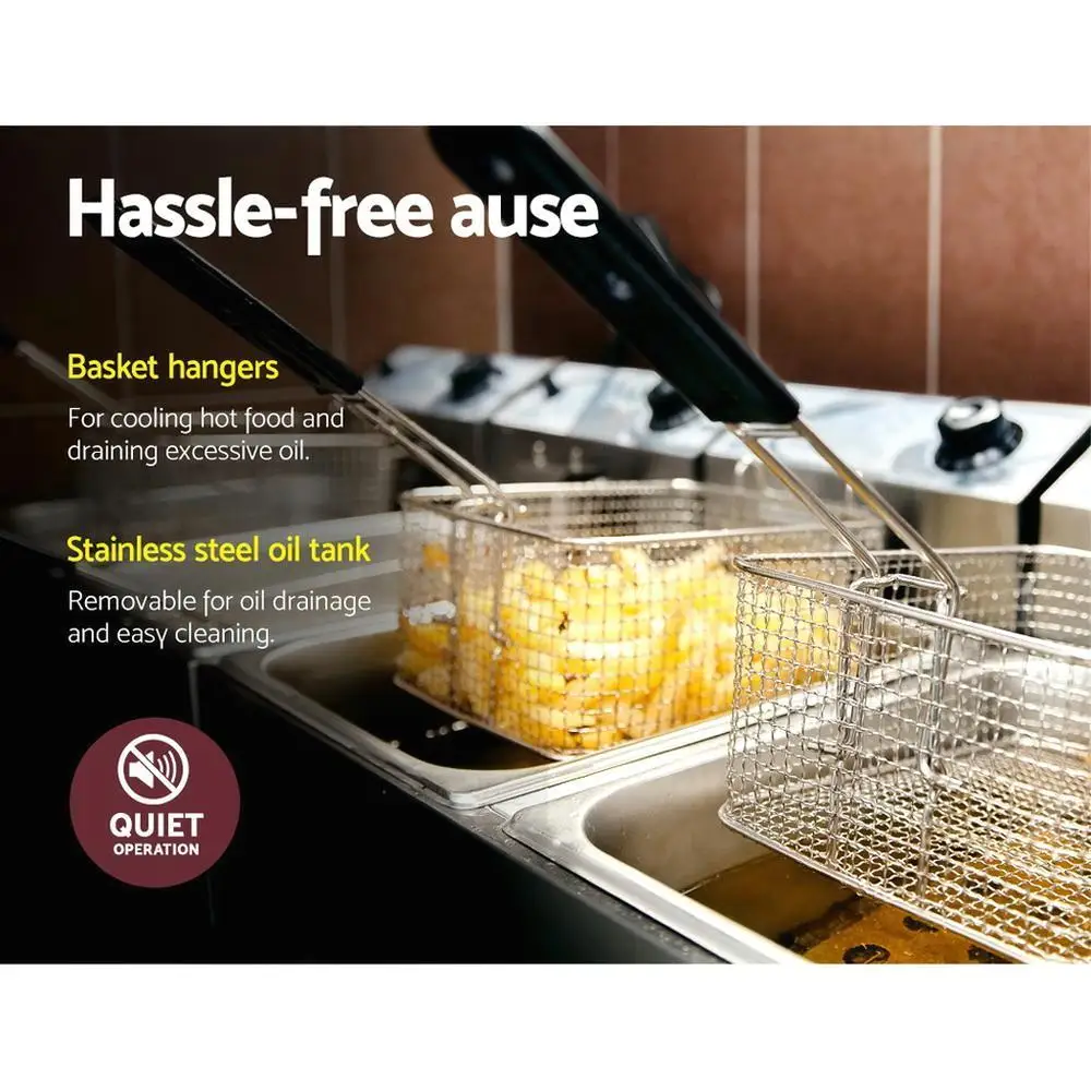 &For 20L Electric Commercial Deep Fryer Double Baskets 4400W Stainless Steel Kitchen Appliance view 5