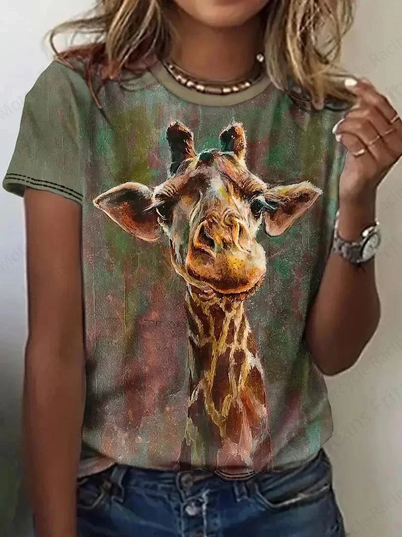 เสื้อยืดพิมพ์ลายสัตว์ 3 มิติ สุดน่ารัก สไตล์ฮาราจูกุ สำหรับผู้หญิง ลายสุนัขและแมว แฟชั่นเสื้อผ้าลำลองสำหรับสาวๆ เสื้อยืดลายกราฟิกสัตว์น่ารักสำหรับผู้หญิง