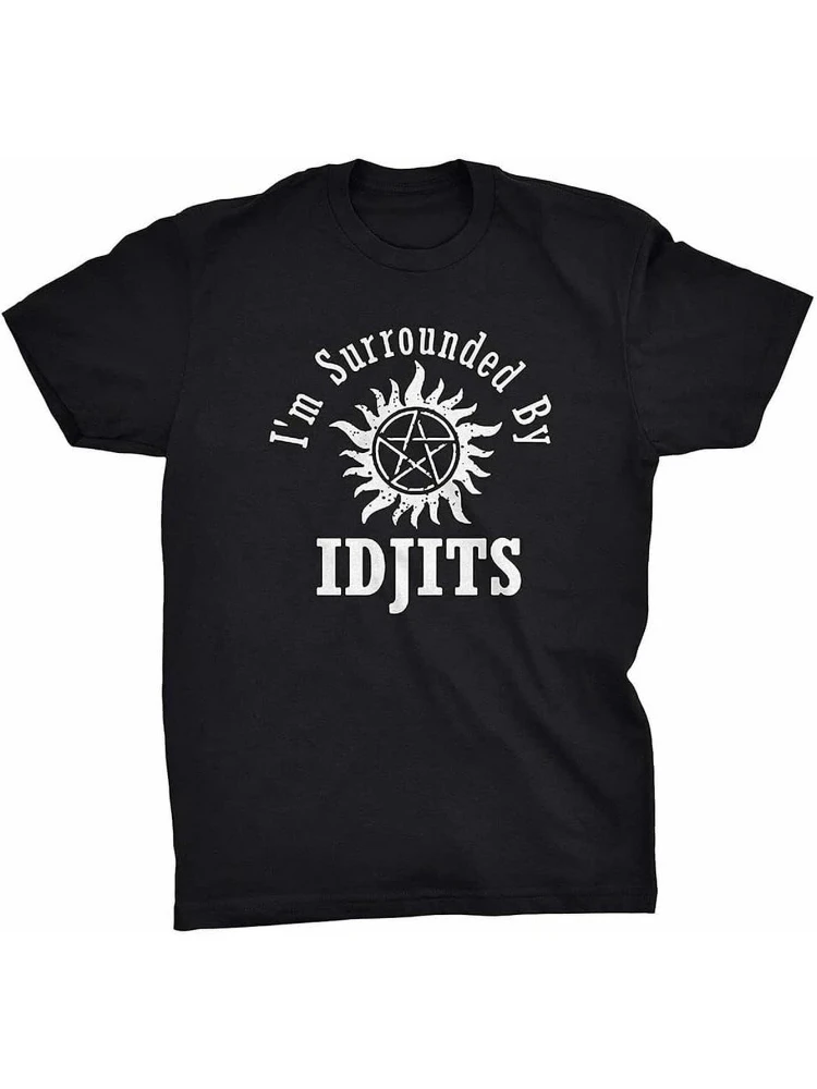 

Supernatural Idjits Bobby Singer pattern design -100% cotton summer casual short sleeve O-neck men's printed T-shirt.