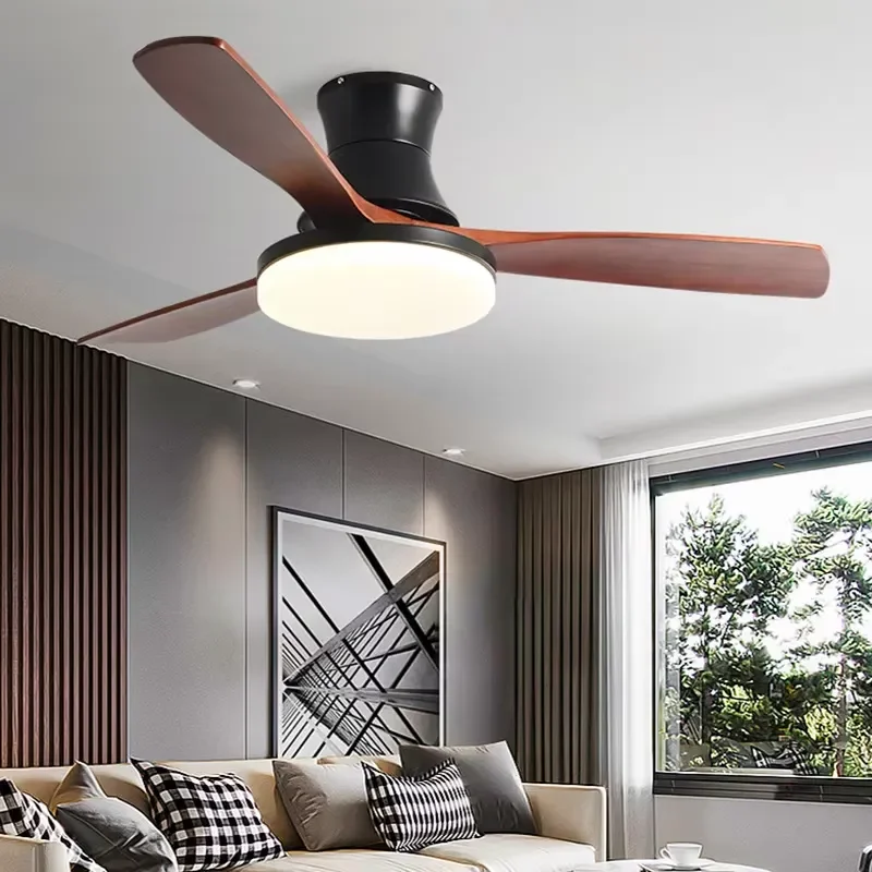 Modern Nordic Style Metal Ceiling Fan Lamp with LED Remote Control AC Motor for Bedroom