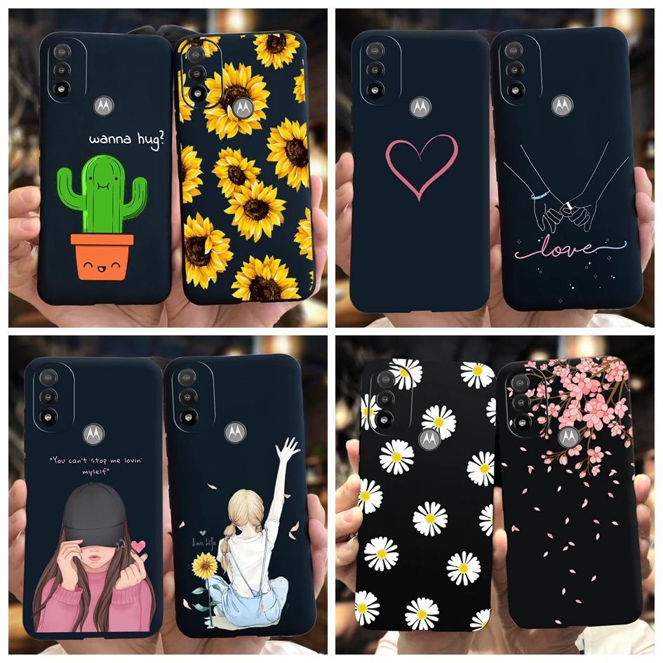 Moto E20 Silicone Case For Motorola Moto E30 E40 Back Cover Lovely Daisy Cactus Sunflower Soft Cases For MotoE20 E 30 E 40 Funda