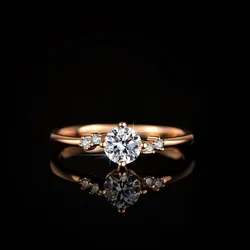 18K gold moissanite ring women's 50-point ring PT950 platinum princess crown ins ring with champagne gold